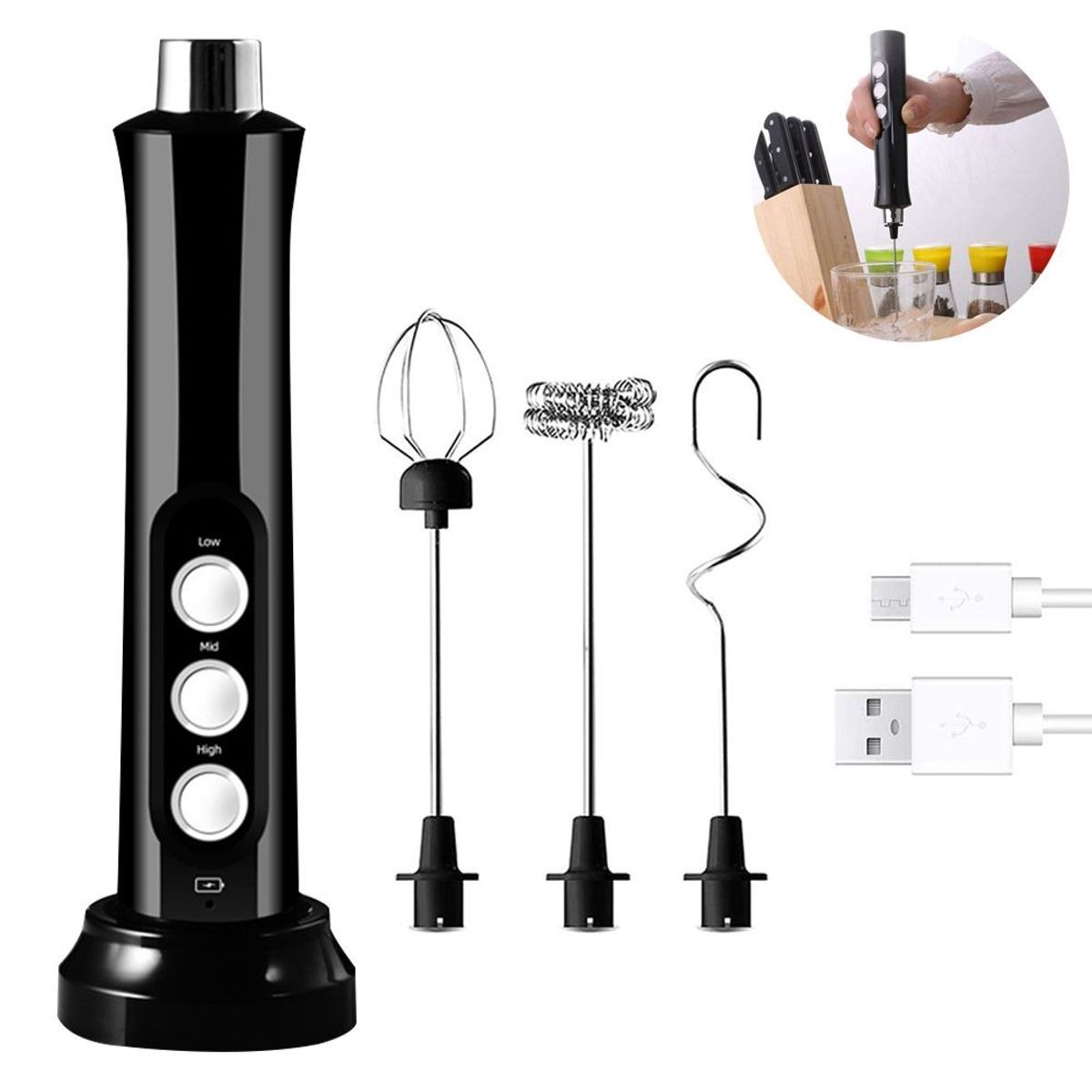 Mousseur � lait, machine � mousse �lectrique portable, USB, ... - 2