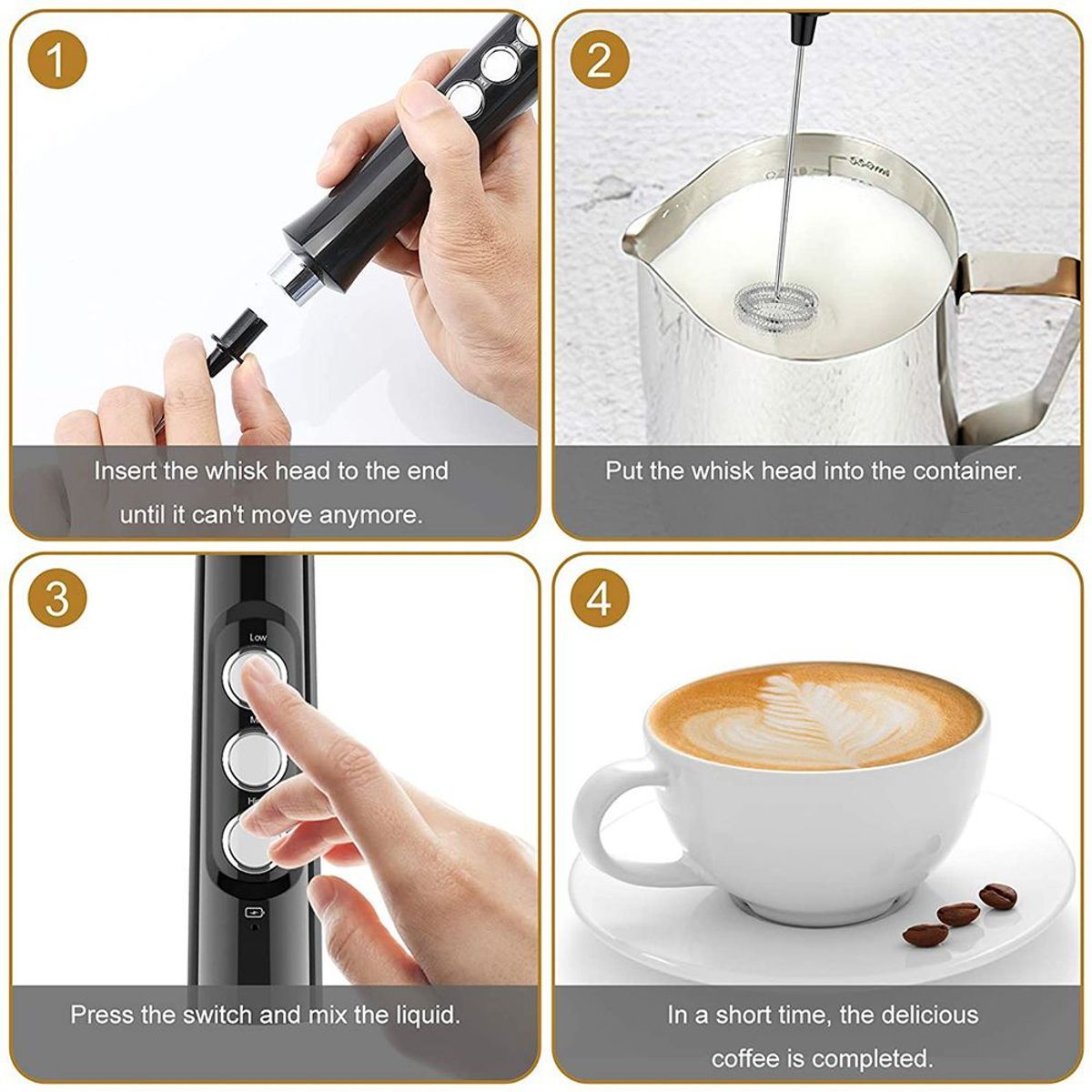 Mousseur � lait, machine � mousse �lectrique portable, USB, ... - 8
