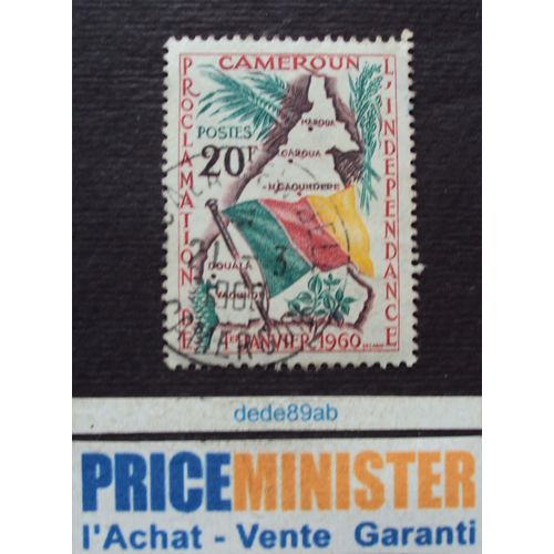 Cameroun.. 20f Drapeau National & Carte Du Pays . Proclamation De L' Indépendance (1/01/1960) Oblitéré.