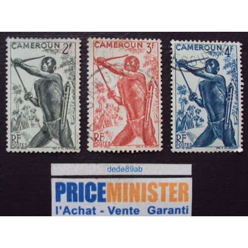 Cameroun.. R F . 3 Timbres. Chasseur : Tireur À L' Arc .Valeurs 2f,3f & 4f . Oblitérés.