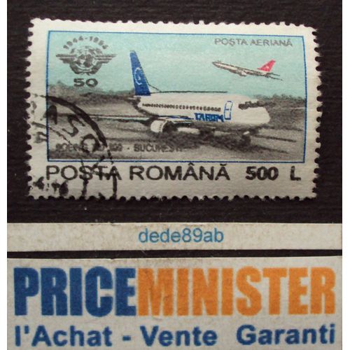 Roumanie.. 550 L. Posta Aériana. 50ème Anniv. De L' O.A.C.I. Boeing 737.300. Oblitéré.