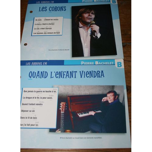 Lot De 2 Fiches Chansons Atlas Pierre Bachelet : Les Corons Et Quand L'enfant Viendra
