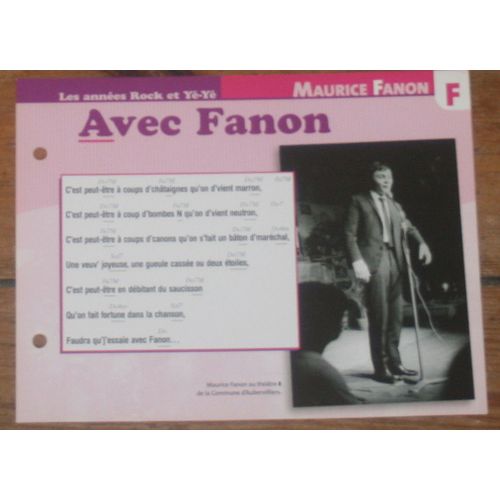 Fiche Chanson Atlas Maurice Fanon : Avec Fanon
