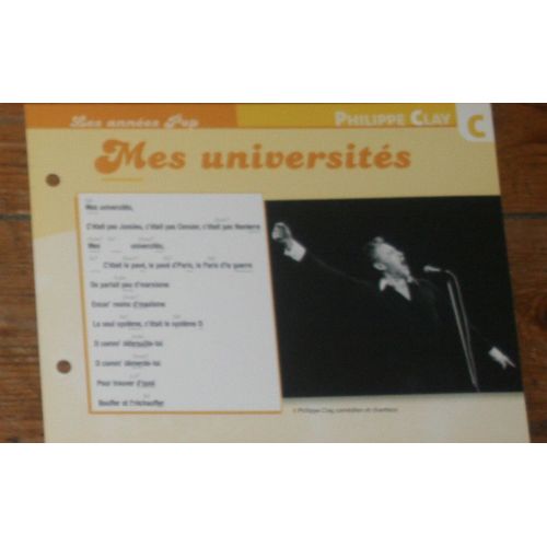 Fiche Chanson Atlas Philippe Clay : Mes Universites