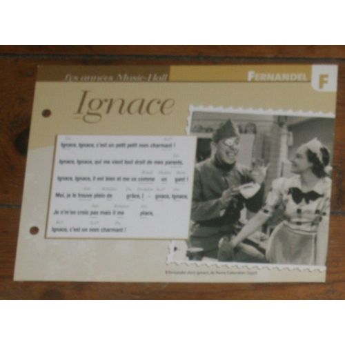 Fiche Chanson Atlas Fernandel : Ignace