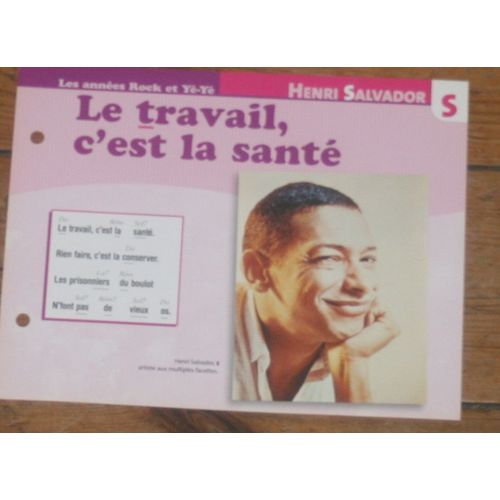 Fiche Chanson Atlas Henri Salvador : Le Travail C'est La Santé
