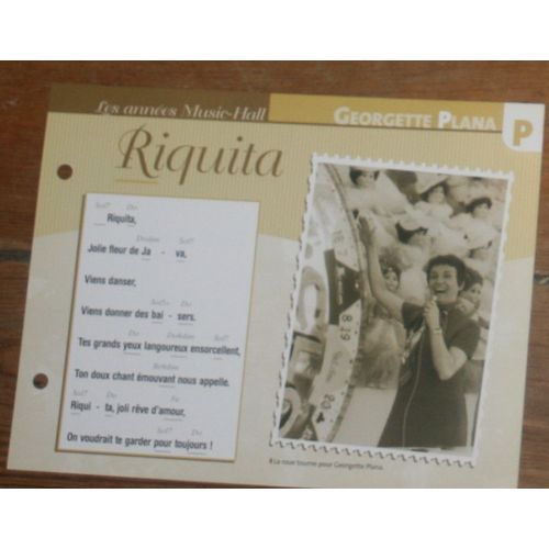 Fiche Chanson Atlas Georgette Plana : Riquita