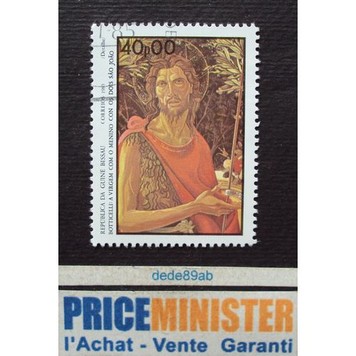 Guinée Bissau.. 40p00 . Botticelli . A Virgem Com O Menino Con Os Dois Säo Joäo (Détail). Oblitéré.