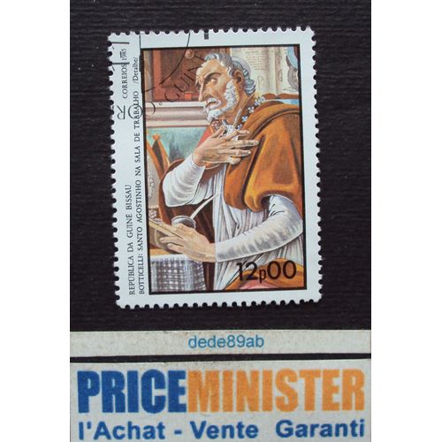 Guinée Bissau.. 12p00 . Botticelli . Santo Agostinho Na Sala De Trabalho. (Détail) . Oblitéré.