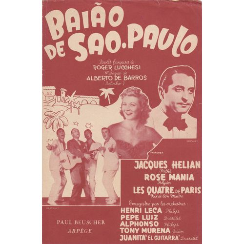Baiao De San Paulo Jacques Helian Rose Mania Les Quatre De Paris 1953
