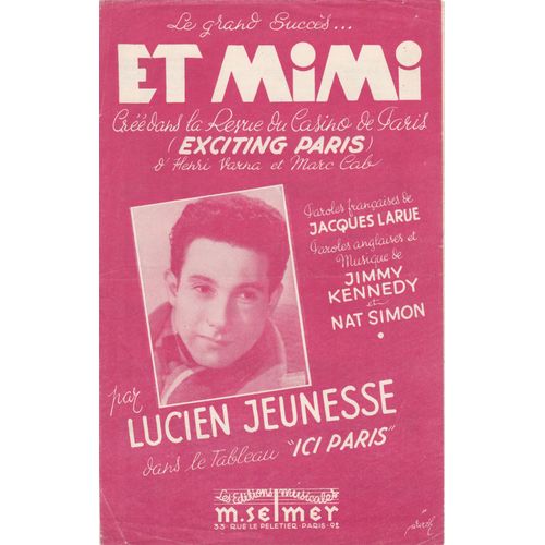 Et Mimi Crée La Revue Du Casino De Paris Exciting Paris, Lucien Jeunesse