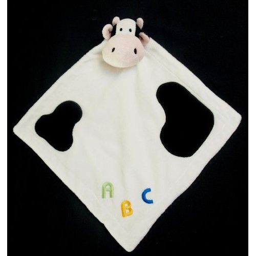 Doudou Peluche Vache Kimbaloo La Halle Plat Losange Blanc Taches Noires Abc A B C