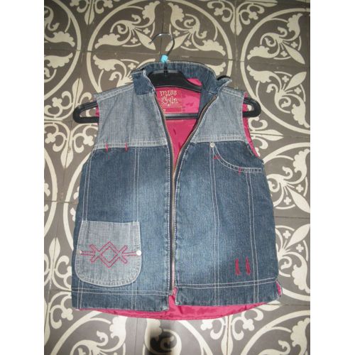 Veste Jean Sans Manche Molletonnee Fille 6 Ans