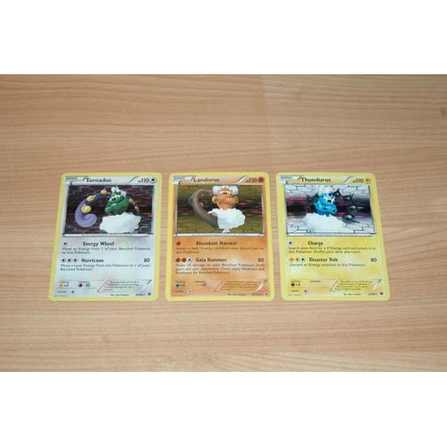 Lot De 3 Cartes Pokemon Neuves Fulguris(Thundurus)  Boreas(Tornadus) Et Demeteros(Landorus) Édition Pouvoirs Emergents