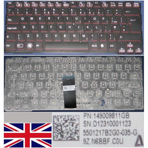 Clavier Qwerty UK Pour SONY VAIO SVE14A Series, Noir / Black, Côté rouge / Red Side, BACKLIT, Model: 5501217B2G0-035-G, P/N: 9Z.N6BBF.C0U, 149009811GB