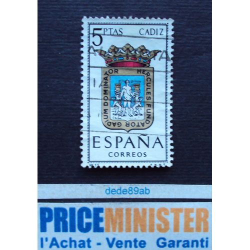 Espagne.. 5ptas Espana Correos . Armoiries : Cadiz . Oblitéré.