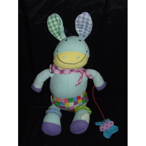 Ane Vert Baudet Doudou Peluche Activite A Grelot De 35 Cm + Oreilles 9 Cm