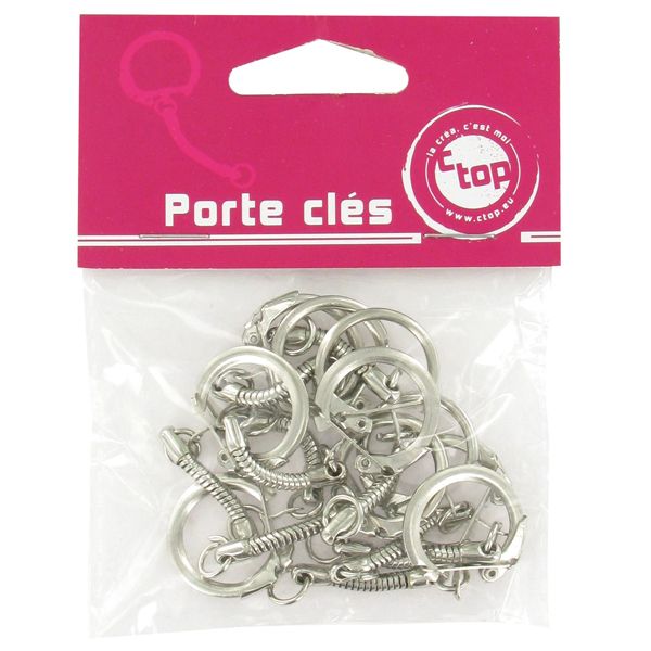 Sachet Attaches Porte-Clefs Argentées- 10 Pièces