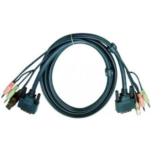 ATEN 2L-7D02UD - Câble vidéo / USB / audio - USB, mini-phone stereo 3.5 mm, DVI-D (M) pour mini-phone stereo 3.5 mm, USB type B, DVI-D (M) - 1.8 m