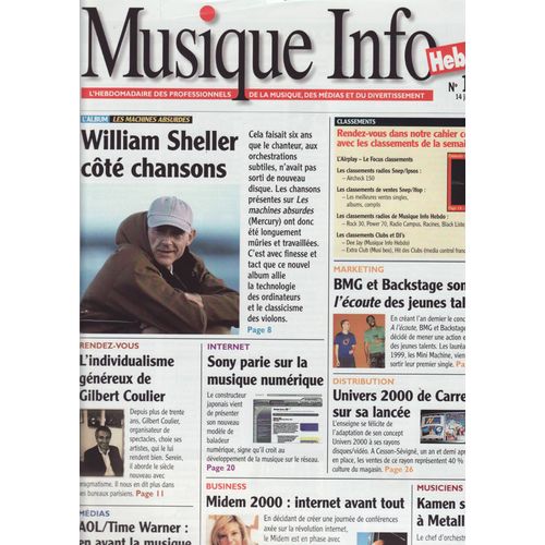 Musique Info Hebdo / 14-01-2000 N°106 : Alainchamfort (1/2p) - William Sheller (1,5p)
