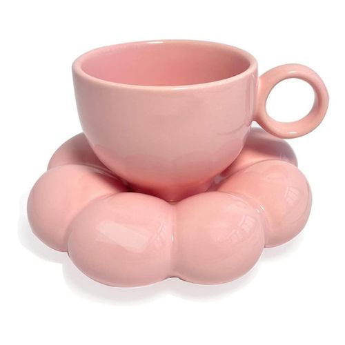 Tasse À Café En Céramique Rose Avec Service De Table Assorti, Fleur