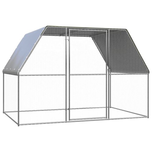 Vidaxl Poulailler Argenté Et Gris 3x2x2 M Acier Galvanisé
