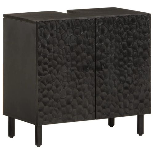 vidaXL Armoire lavabo de salle de bain noir bois massif de manguier
