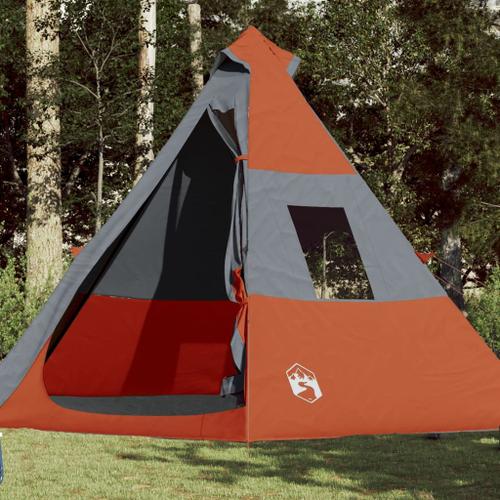 Vidaxl Tente De Camping Tipi 7 Personnes Gris Et Orange Imperméable