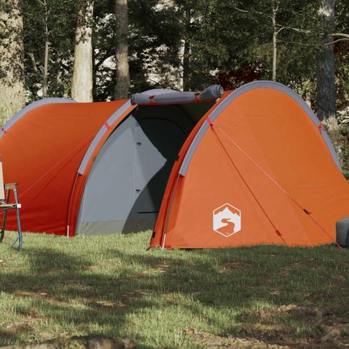 Vidaxl Tente De Camping Tunnel 4 Personnes Gris Et Orange Imperméable