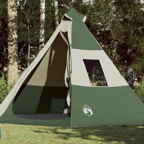 Vidaxl Tente De Camping Tipi 7 Personnes Vert Imperméable