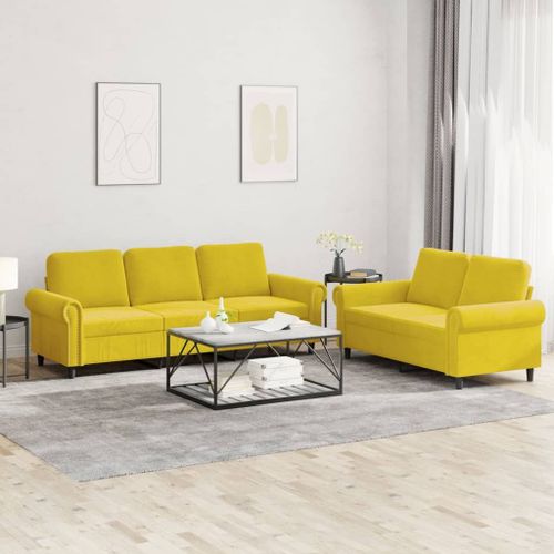 Vidaxl Ensemble De Canapés 2 Pcs Avec Coussins Jaune Velours