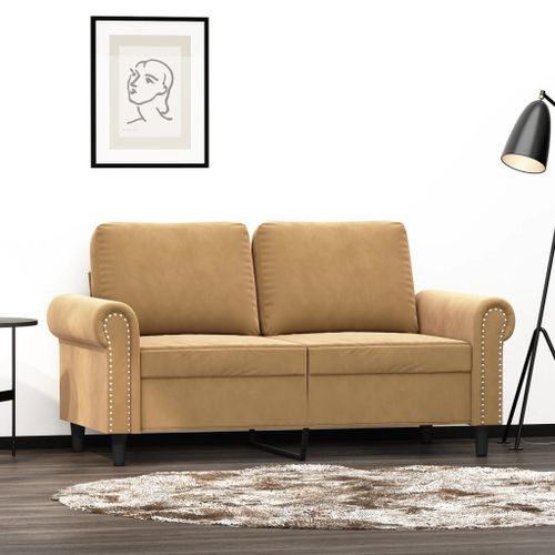 Vidaxl Canapé À 2 Places Marron 120 Cm Velours
