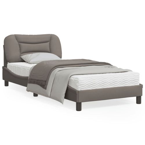Vidaxl Cadre De Lit Avec Tête De Lit Taupe 90x200 Cm Tissu