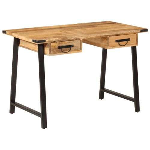 Vidaxl Bureau Avec Tiroirs 105x55x70 Cm Bois De Manguier Massif Et Fer