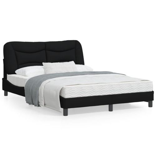 Vidaxl Cadre De Lit Avec Tête De Lit Noir 120x200 Cm Tissu