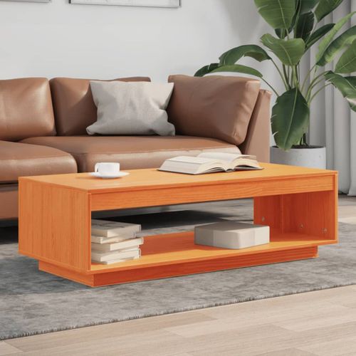 Vidaxl Table Basse Cire Marron 110x50x33,5 Cm Bois Massif De Pin