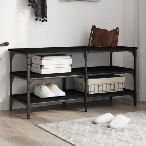 Vidaxl Banc À Chaussures Noir 100x38,5x49 Cm Bois D'ingénierie
