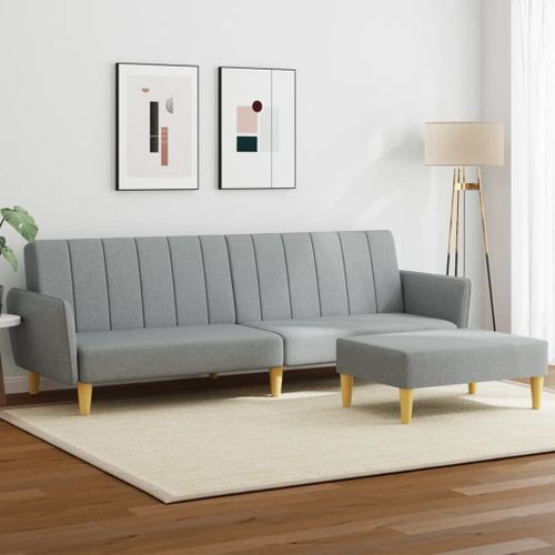 Vidaxl Canapé-Lit À 2 Places Avec Repose-Pied Gris Clair Tissu