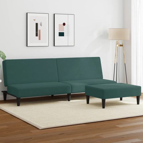 Vidaxl Canapé-Lit À 2 Places Avec Repose-Pied Vert Foncé Velours