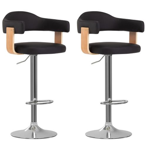 Vidaxl Tabourets De Bar Lot De 2 Noir Bois Courbé Et Similicuir