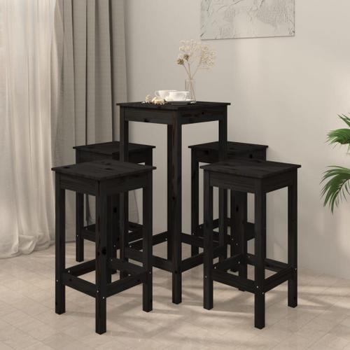 Vidaxl Ensemble De Bar 5 Pcs Noir Bois De Pin Massif