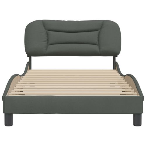 Vidaxl Cadre De Lit Avec Tête De Lit Gris Foncé 100x200 Cm Tissu