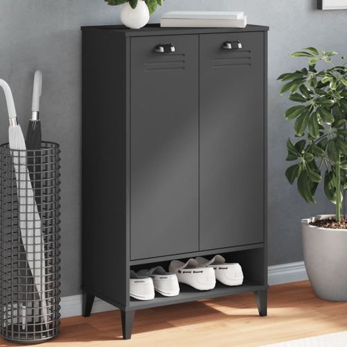 Vidaxl Armoire À Chaussures Viken Gris Anthracite Bois De Pin Solide