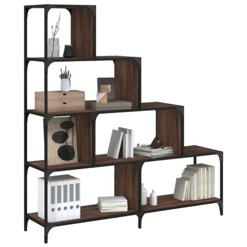 Vidaxl Bibliothèque À 4 Niveaux Chêne Marron Bois D'ingénierie