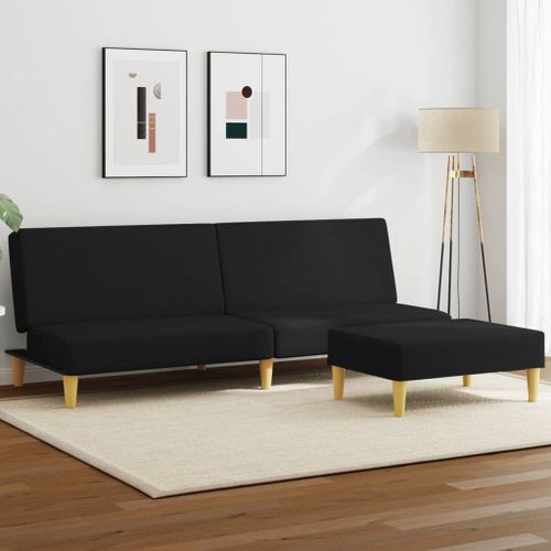 Vidaxl Canapé-Lit À 2 Places Avec Repose-Pied Noir Tissu