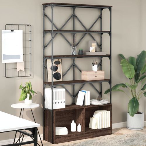 Vidaxl Bibliothèque Chêne Marron 100x26x180cm Bois Ingénierie Et Métal