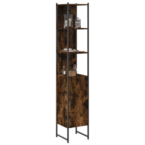 Vidaxl Armoire De Bain Chêne Fumé 33x33x185,5 Cm Bois D'ingénierie