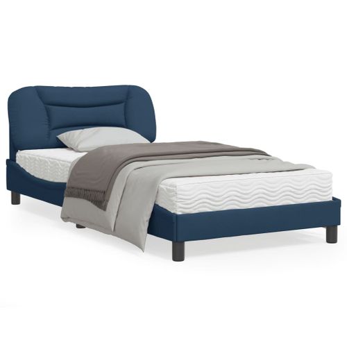 Vidaxl Cadre De Lit Avec Tête De Lit Bleu 100 X 200 Cm Tissu