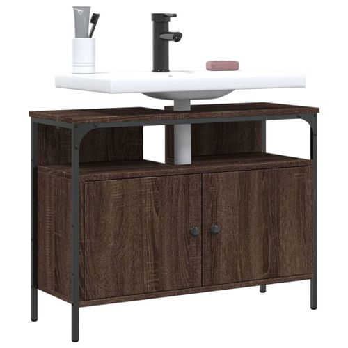 Vidaxl Armoire Lavabo De Salle De Bain Chêne Marron 80x30x60 Cm
