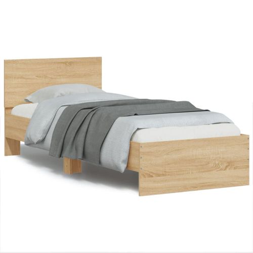 Vidaxl Cadre De Lit Tête De Lit Et Lumières Led Chêne Sonoma 90x190 Cm